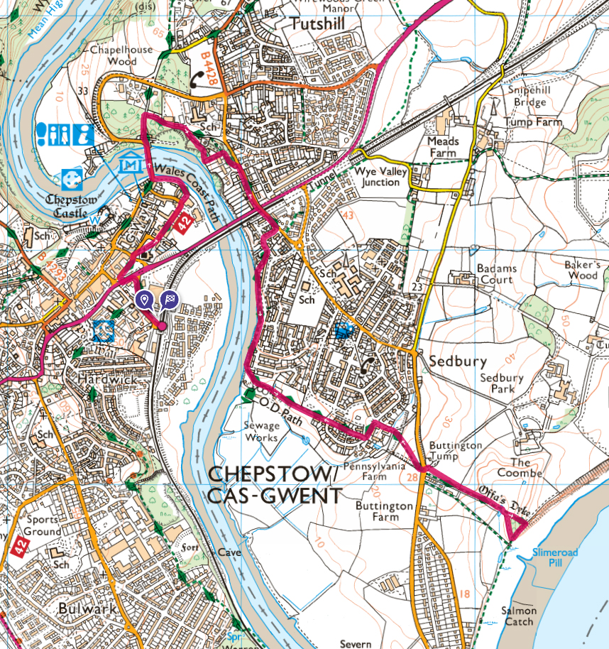 Wales Coast Path Chepstow To Sedbury And Back Chepstow Sedbury Map 